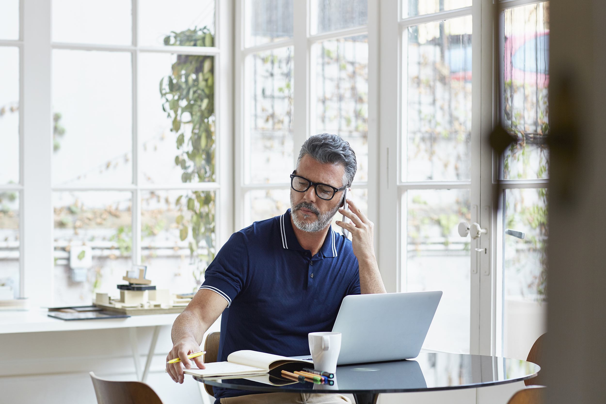man working at desk