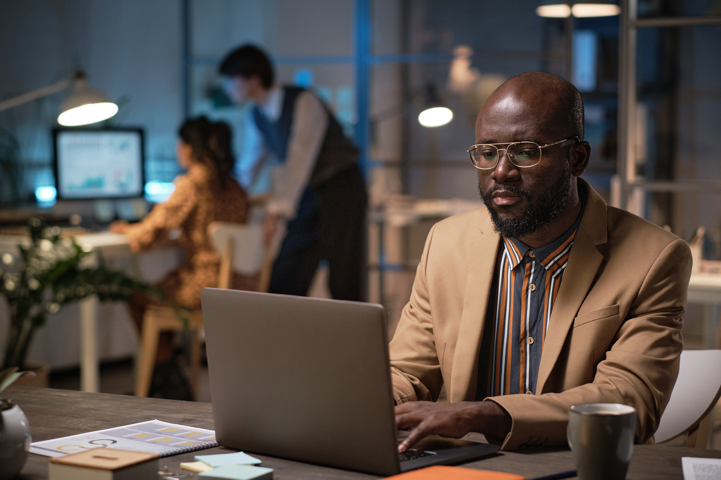 businessman working on laptop at office