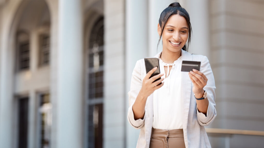 Woman makes mobile payment