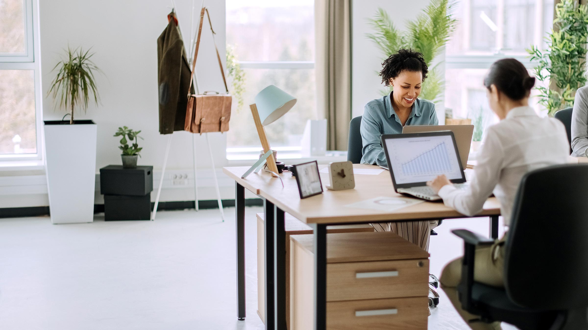 Working together in modern office